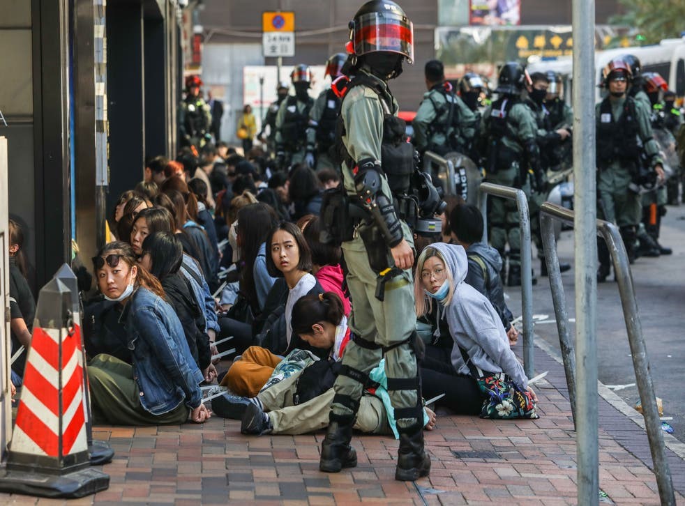 Protesters detained by police near Hong Kong’s polytechnic_getty.jpg