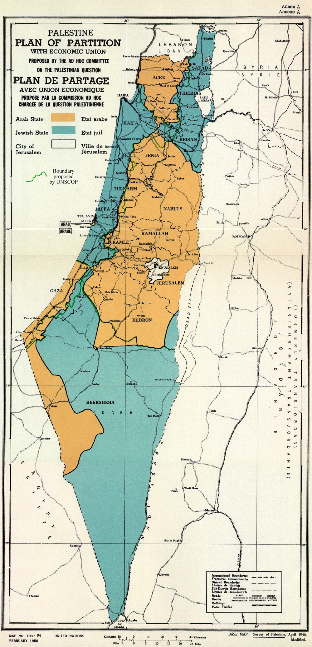 قسّمت الأمم المتحدة فلسطين إلى 3 مناطق واحدة لدولة فلسطينية وثانية ليهودية وثالثة تحت وصاية دولية (ويكيميديا).jpg